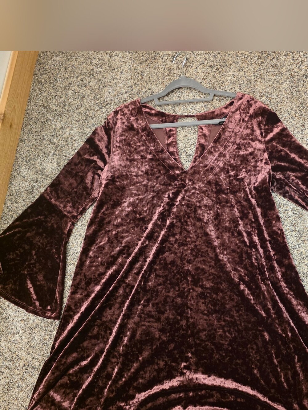 a.n.a Crushed Velvet Tunic in Deep Brown Wine
